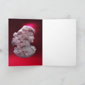 アンティークカメオ、葡萄を持つ女性、ワイン音楽引用文 カード (内部)