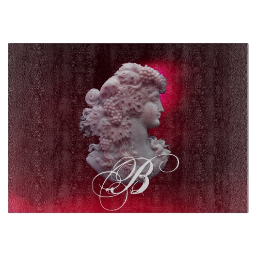 アンティークカメオ、葡萄モノグラム付き女性 カッティングボード (正面)