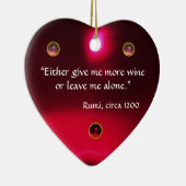 アンティークカメオ、葡萄ワイン付きの女性引用文ハート セラミックオーナメント (右)