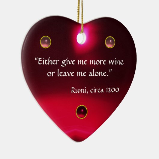 アンティークカメオ、葡萄ワイン付きの女性引用文ハート セラミックオーナメント (右)