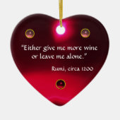 アンティークカメオ、葡萄ワイン付きの女性引用文ハート セラミックオーナメント (正面)