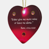 アンティークカメオ、葡萄ワイン付きの女性引用文ハート セラミックオーナメント (左)