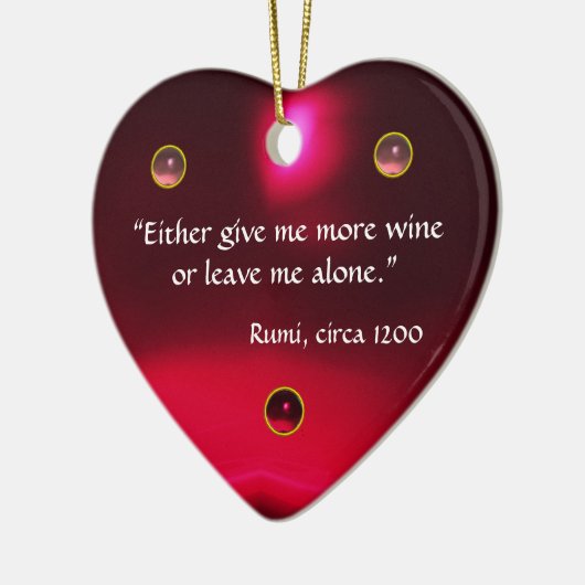アンティークカメオ、葡萄ワイン付きの女性引用文ハート セラミックオーナメント (左)