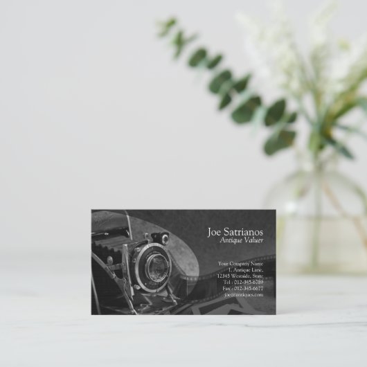 アンティークカメラグレー名刺 名刺 (スタンド正面)