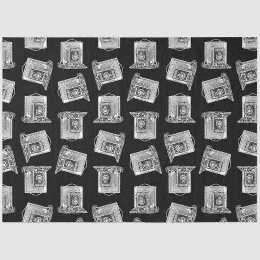 アンティークカメラパターン図解入りの、写真付きのヴィンテージカメラ 薄葉紙 (正面)