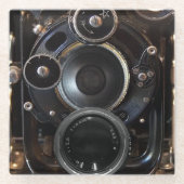 アンティークカメラ撮影ヴィンテージレンズフィルム ガラスコースター (正面)