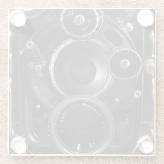 アンティークカメラ撮影ヴィンテージレンズフィルム ガラスコースター (裏面)