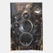 アンティークカメラ撮影ヴィンテージレンズフィルム キッチンタオル (縦)