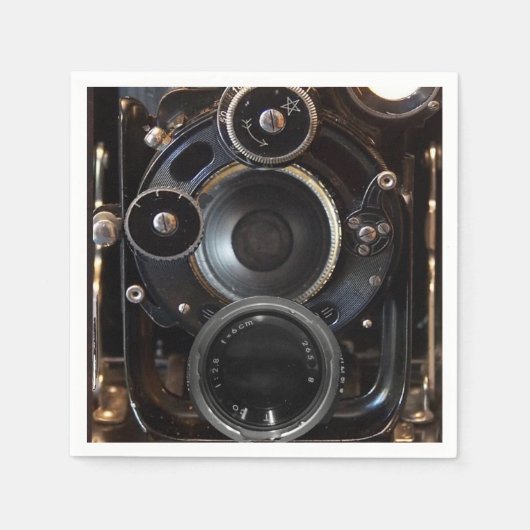 アンティークカメラ撮影ヴィンテージレンズフィルム スタンダードカクテルナプキン (正面)