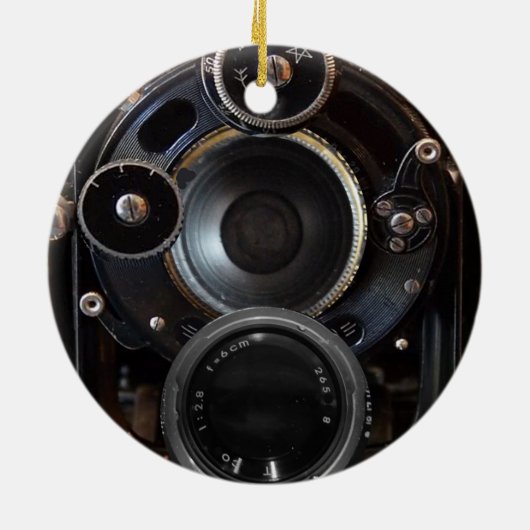 アンティークカメラ撮影ヴィンテージレンズフィルム セラミックオーナメント (裏面)