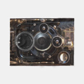 アンティークカメラ撮影ヴィンテージレンズフィルム フリースブランケット (正面(横))