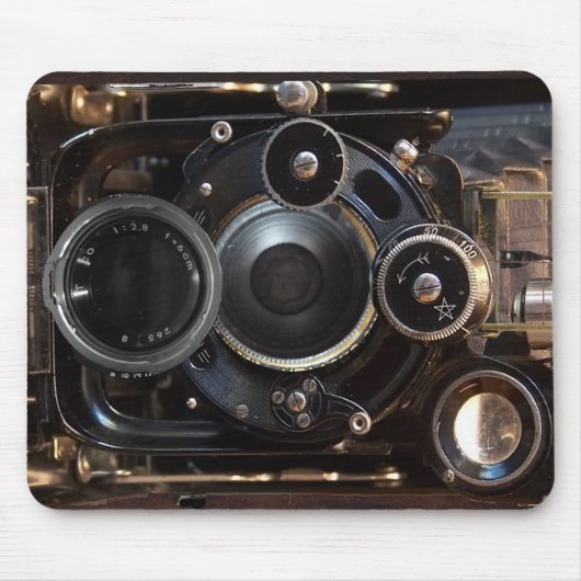 アンティークカメラ撮影ヴィンテージレンズフィルム マウスパッド (正面)