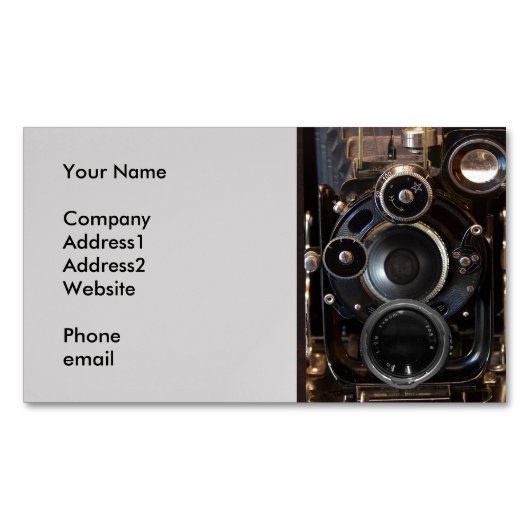 アンティークカメラ撮影ヴィンテージレンズフィルム マグネット名刺 (正面)