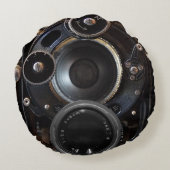 アンティークカメラ撮影ヴィンテージレンズフィルム ラウンドクッション (裏面)