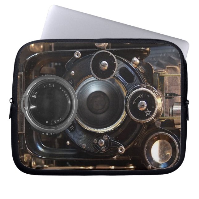 アンティークカメラ撮影ヴィンテージレンズフィルム ラップトップスリーブ (正面)