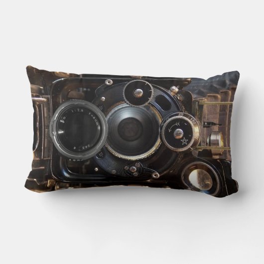 アンティークカメラ撮影ヴィンテージレンズフィルム ランバークッション (裏面)