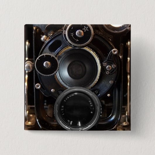アンティークカメラ撮影ヴィンテージレンズフィルム 缶バッジ (正面)