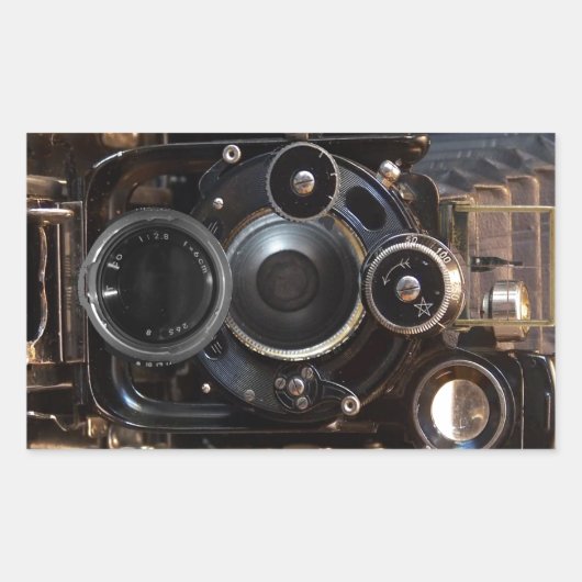 アンティークカメラ撮影ヴィンテージレンズフィルム 長方形シール (正面)