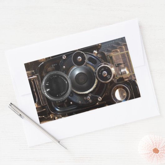 アンティークカメラ撮影ヴィンテージレンズフィルム 長方形シール (封筒)