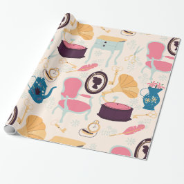 アンティークカメラ蓄音機ビクトリアン ラッピングペーパー