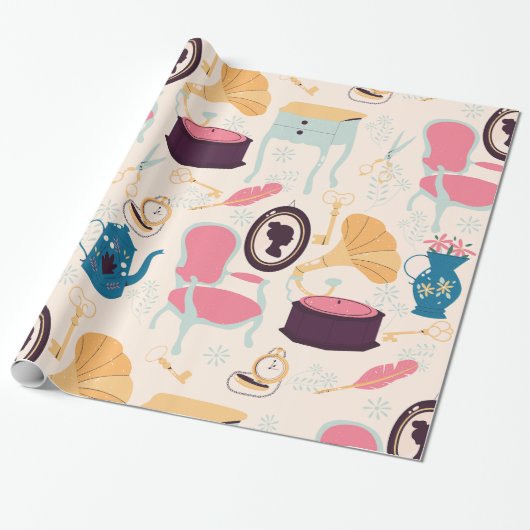 アンティークカメラ蓄音機ビクトリアン ラッピングペーパー (アンロールド)