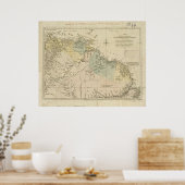 アンティークカラカオ、ボネア、アルバ、スリナムの地図 ポスター (キッチン)