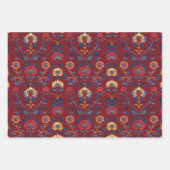 アンティークカラフルインディアンフローラ模様 ラッピングペーパーシート (正面3)