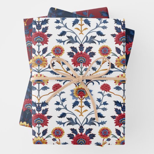 アンティークカラフルインディアンフローラ模様 ラッピングペーパーシート (インサイチュ)