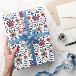 アンティークカラフルインディアンフローラ模様 ラッピングペーパー