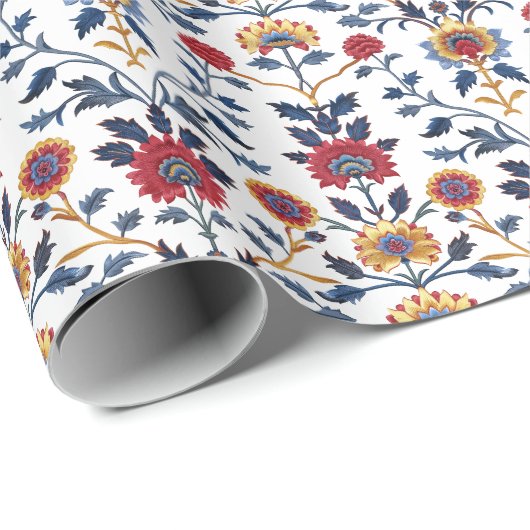 アンティークカラフルインディアンフローラ模様 ラッピングペーパー (ロールコーナー)
