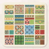 アンティークカラフルパッチワーク紙ナプキン スクエアペーパーコースター (正面)