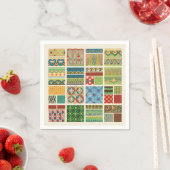 アンティークカラフルパッチワーク紙ナプキン スタンダードカクテルナプキン (インサイチュ)