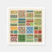 アンティークカラフルパッチワーク紙ナプキン スタンダードカクテルナプキン (正面)