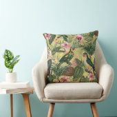 アンティークカラフルパロッツ熱帯ジャングルパターン クッション (椅子)