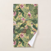 アンティークカラフルパロッツ熱帯ジャングルパターン バスタオルセット (ハンドタオル)