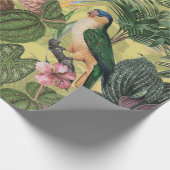 アンティークカラフルパロッツ熱帯ジャングルパターン ラッピングペーパー (角)