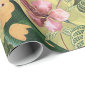 アンティークカラフルパロッツ熱帯ジャングルパターン ラッピングペーパー (ロールコーナー)