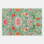 アンティークカラフルフローラ植物性シノワセリー ラッピングペーパーシート (正面)
