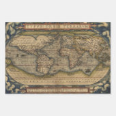 アンティークカラフルヴィンテージワールドマップオルテリウスラッピ ラッピングペーパーシート (正面)