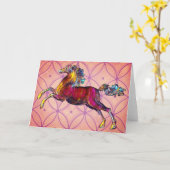 アンティークカラフル図解入りの、写真付きのウマ札 カード (黄色い花)