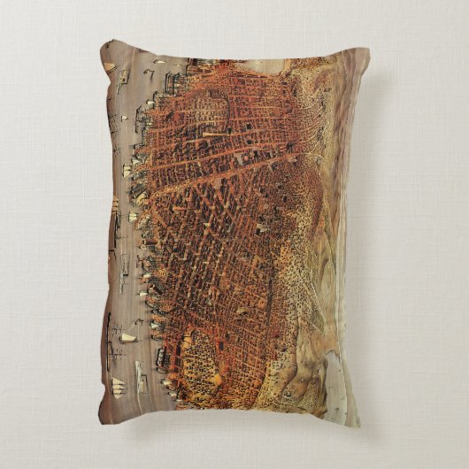 アンティークカリフォルニア州サンフランシスコの航空地図 アクセントクッション (裏面(縦))