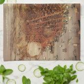 アンティークカリフォルニア州サンフランシスコの航空地図 キッチンタオル (折り畳み)