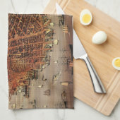 アンティークカリフォルニア州サンフランシスコの航空地図 キッチンタオル (四つ折り)