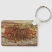 アンティークカリフォルニア州サンフランシスコの航空地図 キーホルダー (正面)