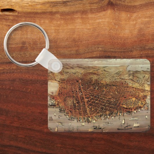 アンティークカリフォルニア州サンフランシスコの航空地図 キーホルダー (裏面)