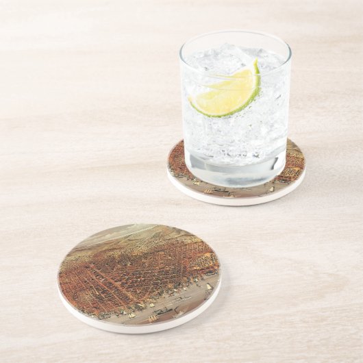 アンティークカリフォルニア州サンフランシスコの航空地図 コースター (側面)