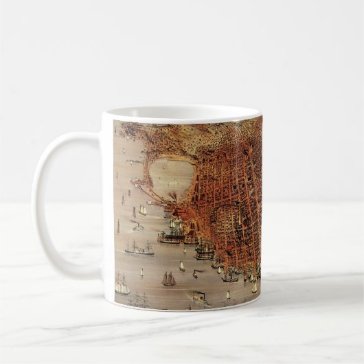 アンティークカリフォルニア州サンフランシスコの航空地図 コーヒーマグカップ (左)