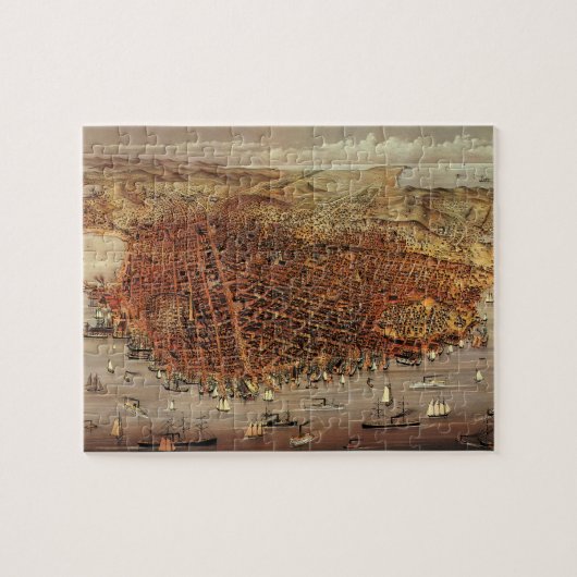 アンティークカリフォルニア州サンフランシスコの航空地図 ジグソーパズル (横)