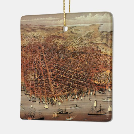 アンティークカリフォルニア州サンフランシスコの航空地図 セラミックオーナメント (左)