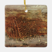 アンティークカリフォルニア州サンフランシスコの航空地図 セラミックオーナメント (正面)